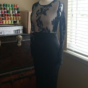 Pencil dress with lace top